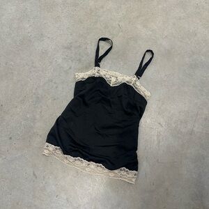 Xhilaration Black Cami with Cream Lace